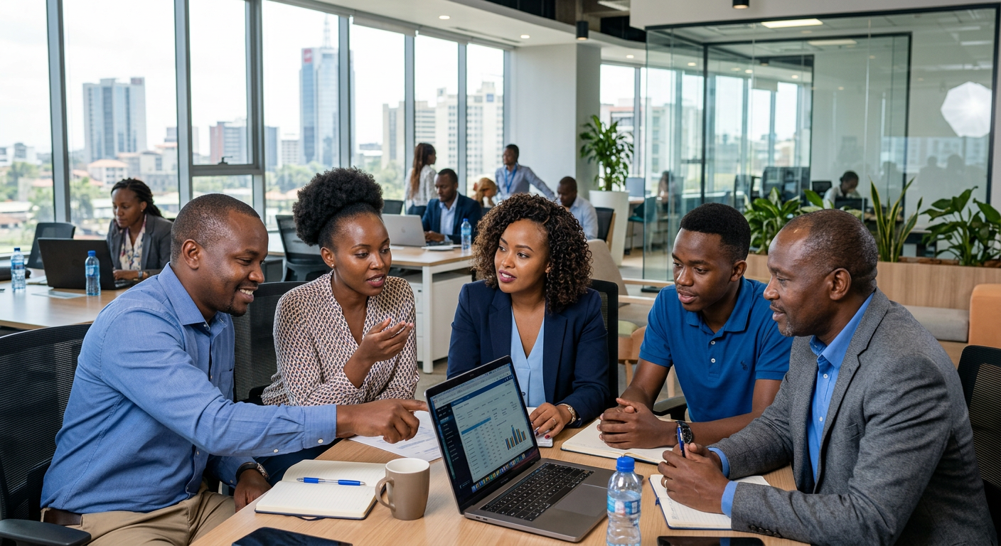 Samar Trace team collaborating in the Nairobi office